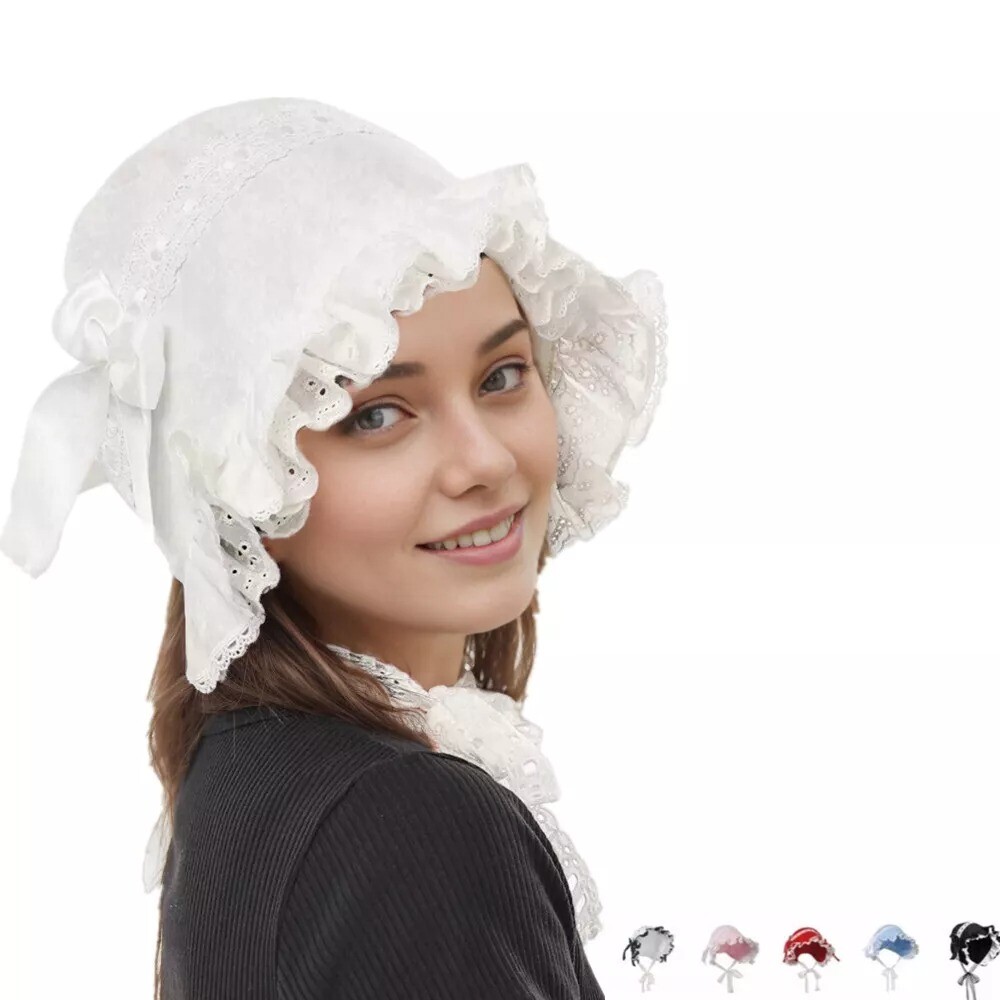 Betsy Ross Costume Kids Women's White Bonnet Hat Pilgrim - Main Image