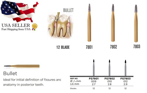 Trimming & Finishing gold carbide burs with blades Friction Grip different sizes - 第 20/25 張圖片
