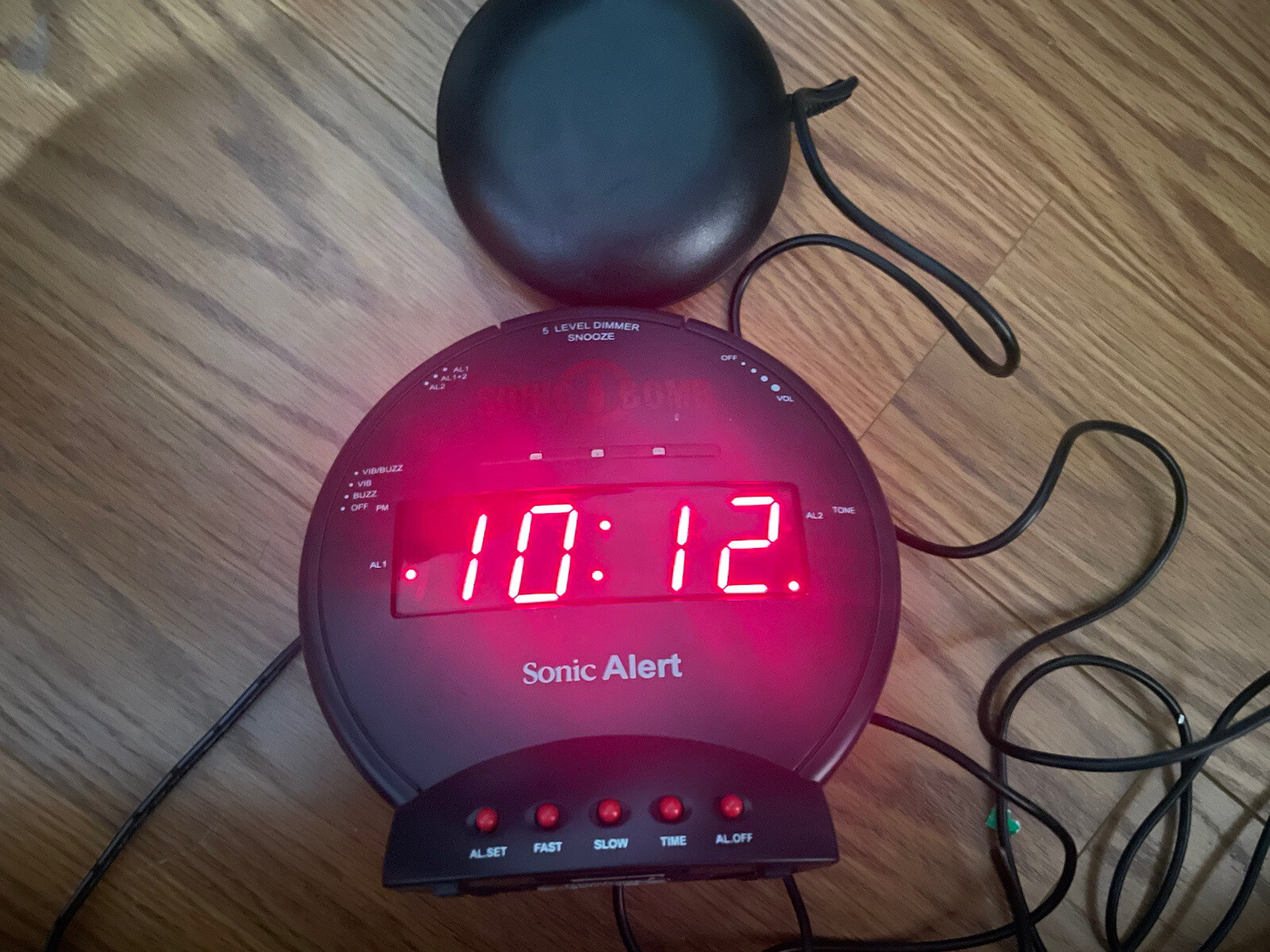 Black Sonic Alert SONIC BOMB Extra Loud Alarm Clock with Bed Shaker Vibrator