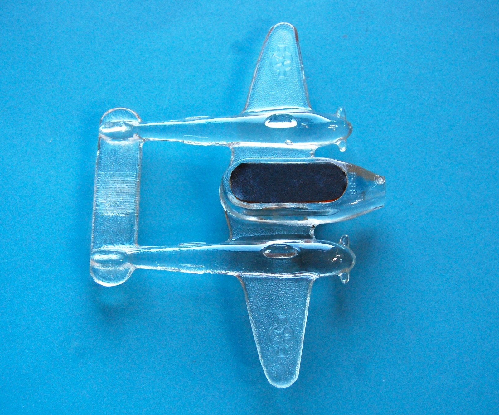 Victory Glass Airplane WW11 P38 Candy Container. 1943. Stars etched on wings. eBay