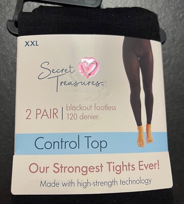 Women's Secret Treasures 2 Pair Blackout Footless Control Top 120 Denier Tights