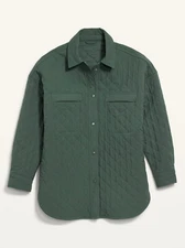 Old Navy Women’s StretchTech Oversized Quilted Shacket Green Size XL XXL 4X