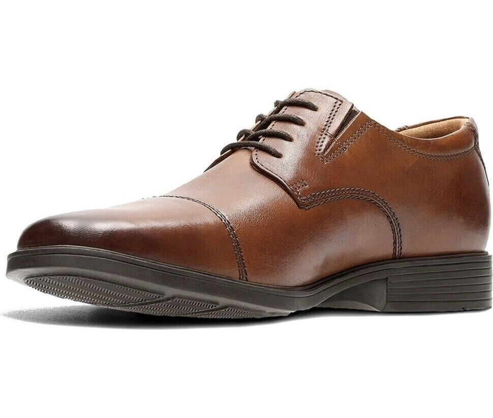 Clarks Man's Oxfords Clarks Tilden Cap dark Tan Leather US