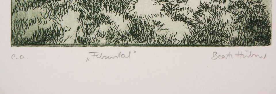 Beate Hübner: "Felsental" Radierung handsign. e.a. Ex.  - Bild 2 von 3