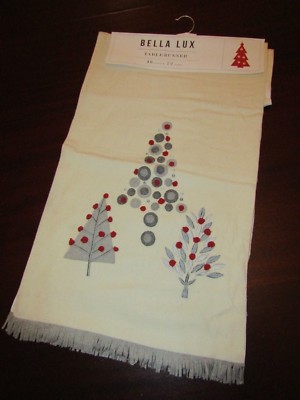 bella lux wool christmas table runner nwt 16x72 applique christmas trees