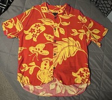 Vintage Jams World Floral Hawaiian Shirt Men's Large Red Yellow Vibrant