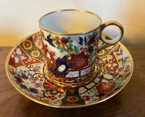 Antique 18th 19th English Georgian Worcester Imari Porcelain Coffee Cup & Saucer - Picture 8 of 8