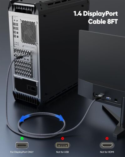 Display Port to Display Port Cable 1.4 DP to DP 8K 60Hz High Speed Video Audio - Picture 5 of 11