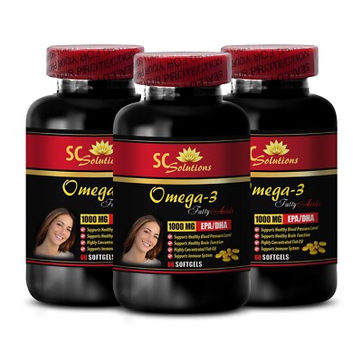 omega 3 women - OMEGA - 3 FISH OIL 1000 - brain support supplement - 3 Bottles