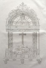 Incisione "Cesellatura - Pace del Caradosso nel Duomo di Milano" 1842