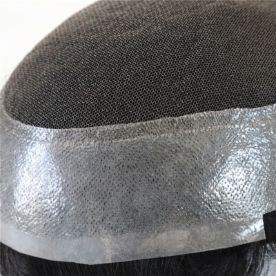 Toupee Mens Human Hair Replecement System Lace Skin Invisable Hairpiece Black