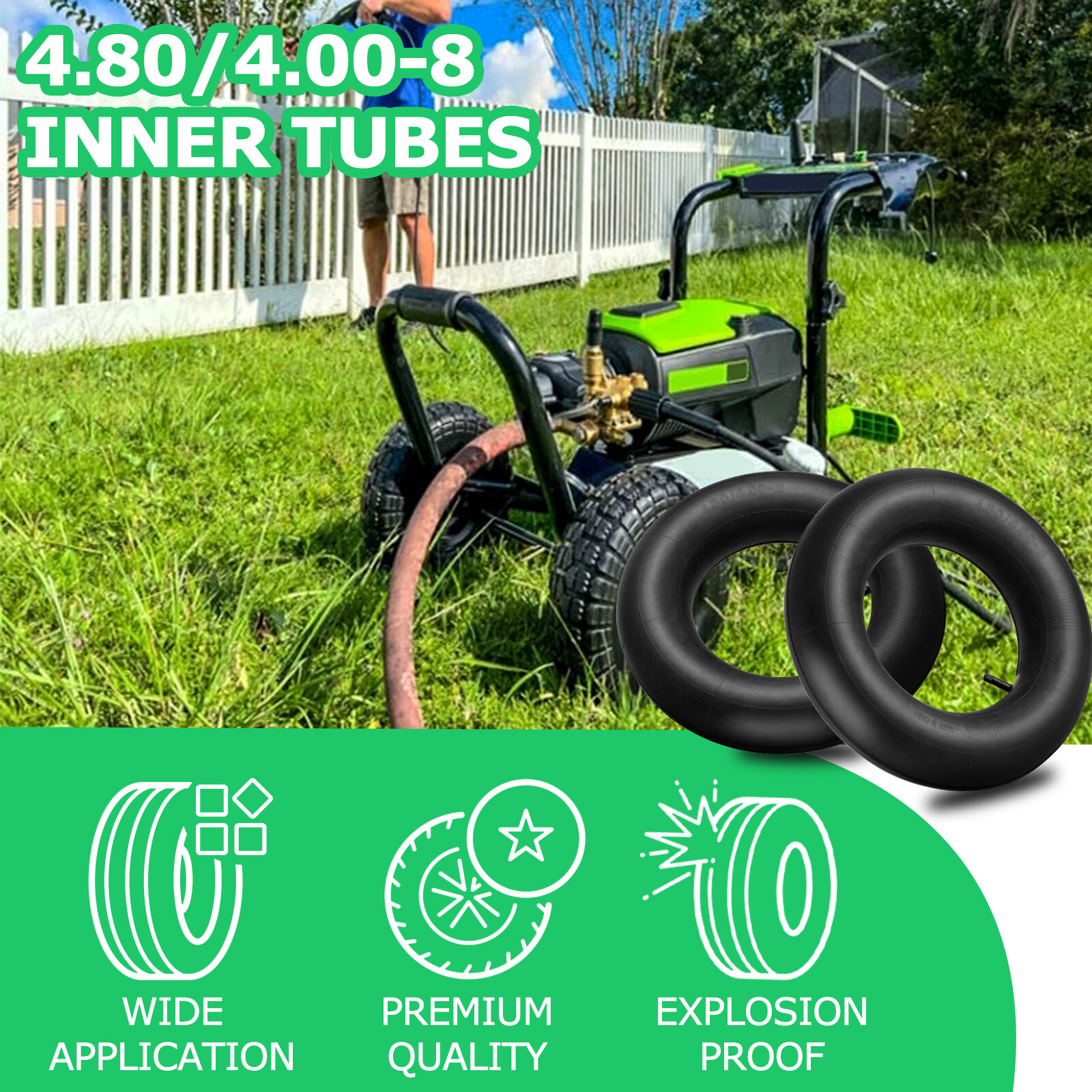 2x Heavy Duty Inner Tubes Tire for Lawn Mowers Hand Trolley Tractors 4.
