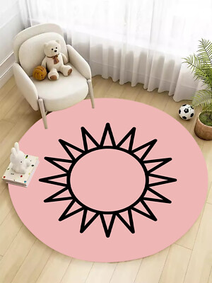 Funny Pink Black Sunlight Pattern Round Rug Cute Kids Area Rugs for Living Room
