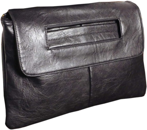 Womens Black Leather Messenger Bag Large Clutch Purse Envelope Handbag Briefcase