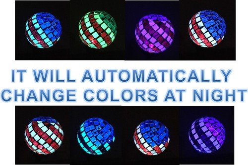 Solar USA Flag Glass Ball Garden Stake Color Change LED Light Outdoor Path Decor - Picture 5 of 12