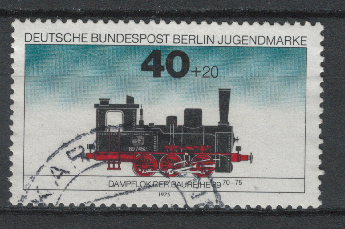 FILA Francobollo Germania Berlino (Ovest) Michel n. Locomotiva a vapore 489 serie 89 timbrata