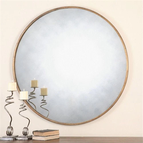 Uttermost Junius Round Contemporary Metal and MDF Wood Mirror in Gold - Picture 1 of 4