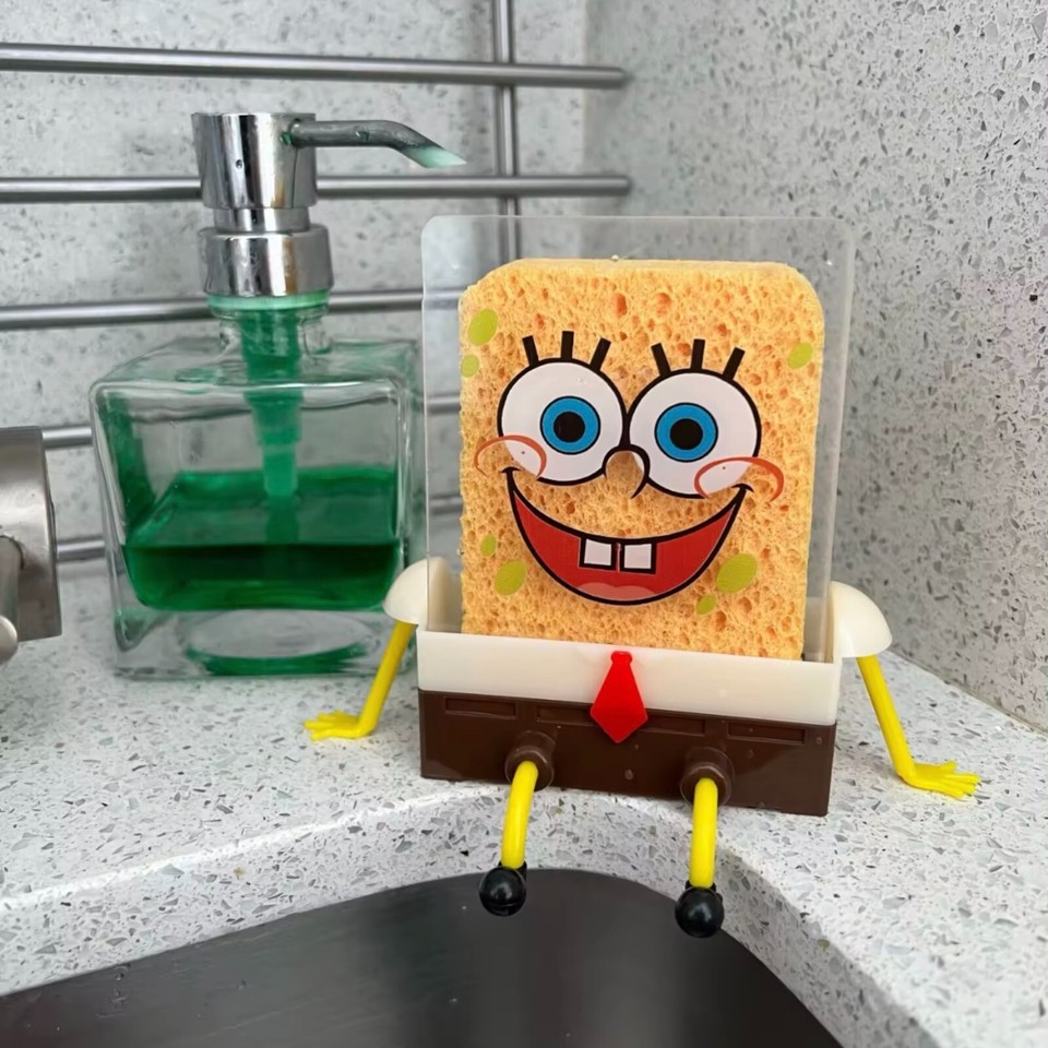 Spongebob Rack Face Sink Holder SpongeBob with Sponge Kitchen Organizer Storage Drain Rack ...