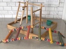 Bird Playground W/Ladder, Swing, Perches  Cups  Additional Colorful Ladder