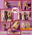 U-pick Ho train scene people Roller skating gal Digging man Campers Loggers saw