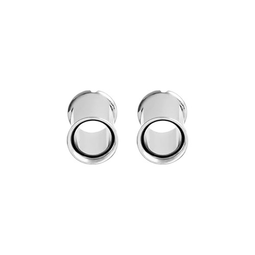 Paire de boucles d'oreilles en acier chirurgical PVD argent double évasement boucles d'oreilles jauges bouchons - Photo 37/108