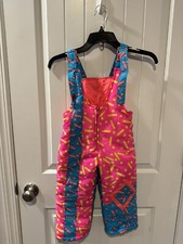 Vintage 80's Toddler Neon Snow Bibs Size 3T RARE Nostalgic Unbranded Ski Pants