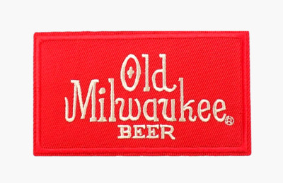 OLD MILWAUKEE BEER EMBROIDERED PATCH IRON/SEW ON 4'' x 2-3/8'' AMERICAN LAGER CAN