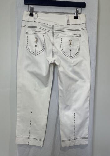 Elisa Cavaletti White Denim Cropped Jeans Trousers Size 27 Small UK 8 EU 36 - Picture 9 of 16