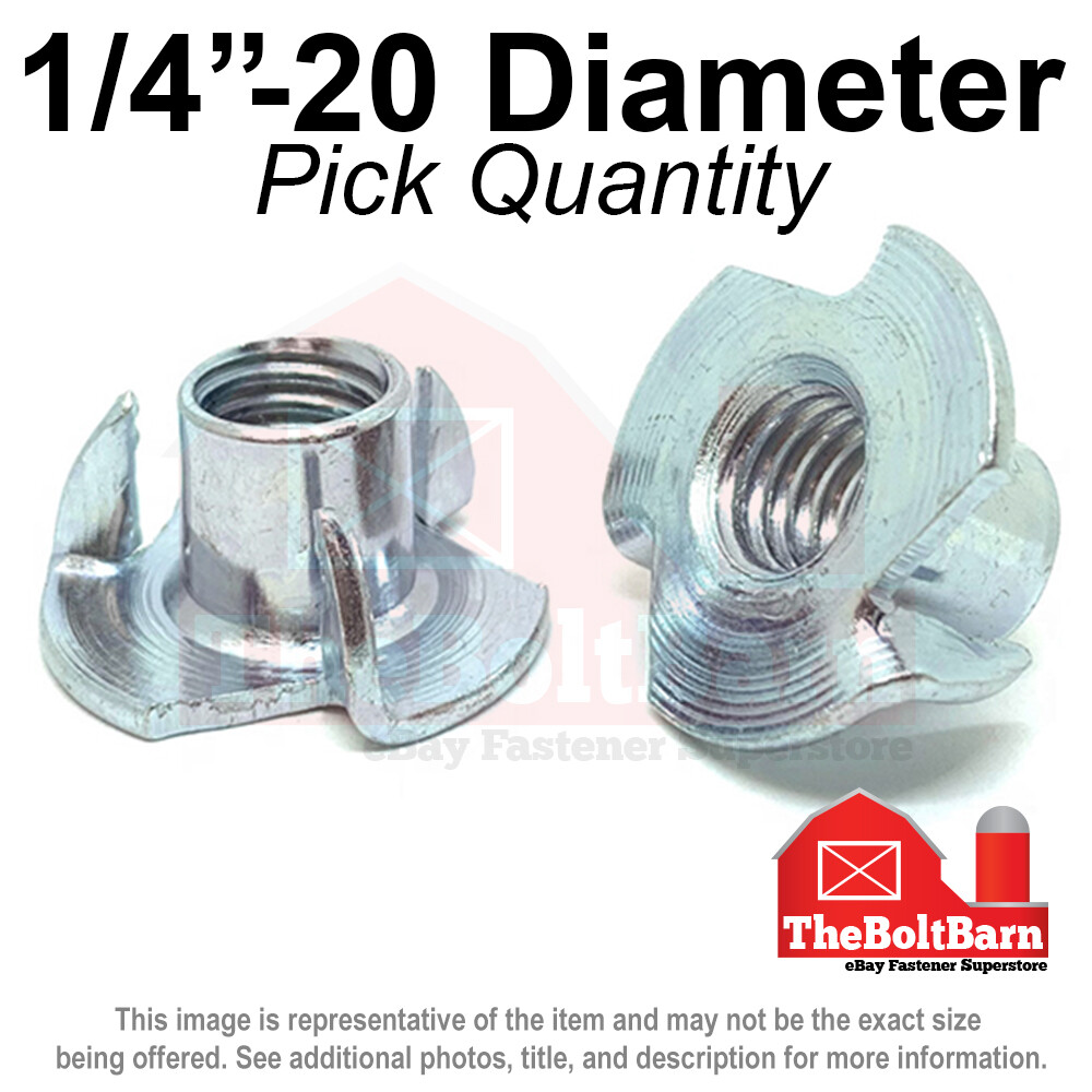 1/4"-20 Steel 3 Prong T Nuts Tee Zinc Plated Coarse Thread (Pick Quantity)