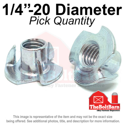 1/4''-20 Steel 3 Prong T Nuts Tee Zinc Plated Coarse Thread (Pick Quantity)