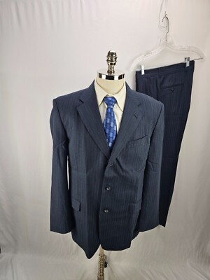 Emanuel Ungaro men's Gray Striped Wool Suit 40R 33x30