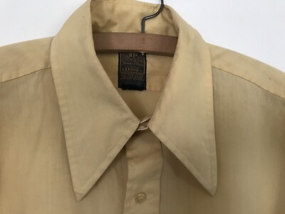 Vintage Jandy Place Bardon Inc gelbes Hemd mit Dolchkragen | M L 16,5 Ausschnitt