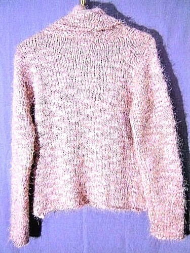 KROSHETTA PAPILLION Women's Turtleneck Sweater M Pink Chunky Fuzzy Eyelash Knit - Picture 5 of 7