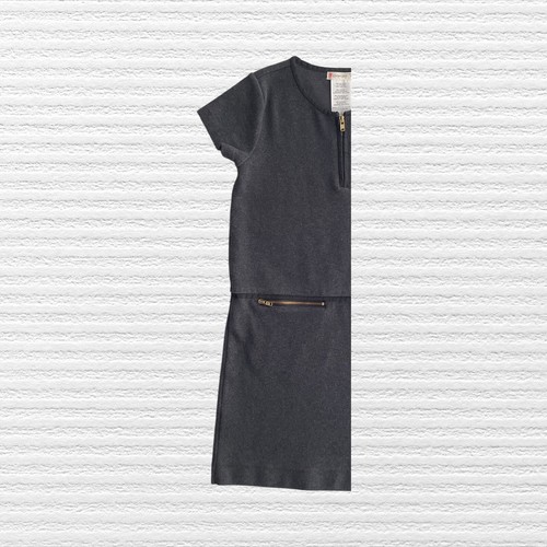 Crewcuts J Crew Girls Ponte Zipper Dress Dark Gray Short Sleeve Silk Trim Size 7 - Picture 5 of 11
