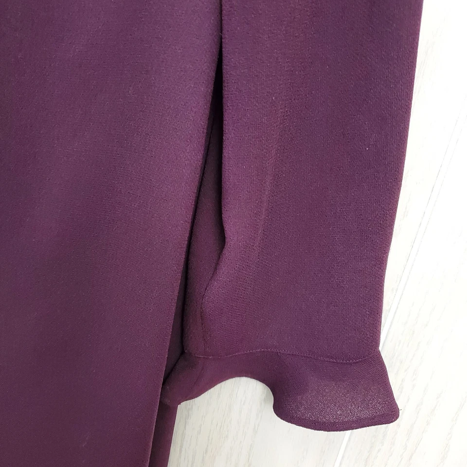 CYNTHIA HOWIE FOR MAGGY BOUTIQUE Vintage Aubergine Crepe 16W Ruffled Hem & Cuffs — 第 3/4 张图片