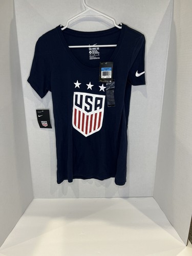 NWT Nike Team USA Women Soccer Short Sleve Crest T-shirt Navy Size Medium - Picture 2 of 11