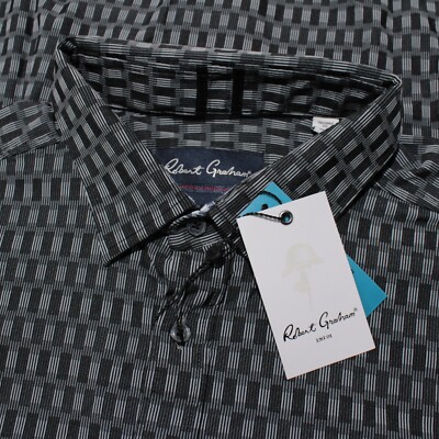 Robert Graham NWT Nucci Casual Button Down Shirt Size 2XL Tailored Fit in Black