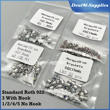50X Dental Orthodontic Brackets Metal Braces Standard Roth Slot 022 3# With hook