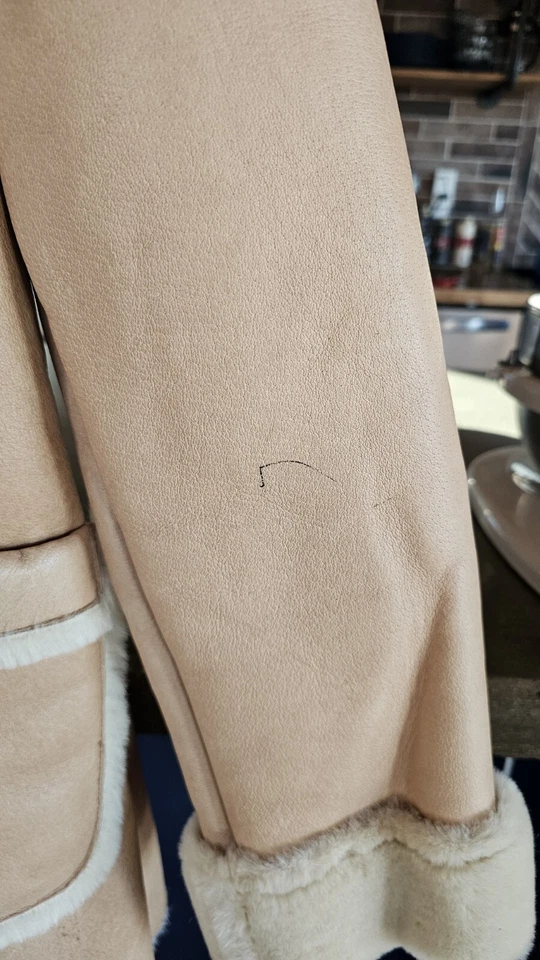 Abrigo chaqueta vintage de cuero tostado excelente para mujer grande forrado de piel sintética Foto 2 de 4