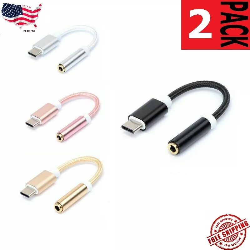 2pcs USB C Type C 3.5mm Headphone Jack Adapter for Moto Z Z2 G Xiaomi MI 6 MIX 2