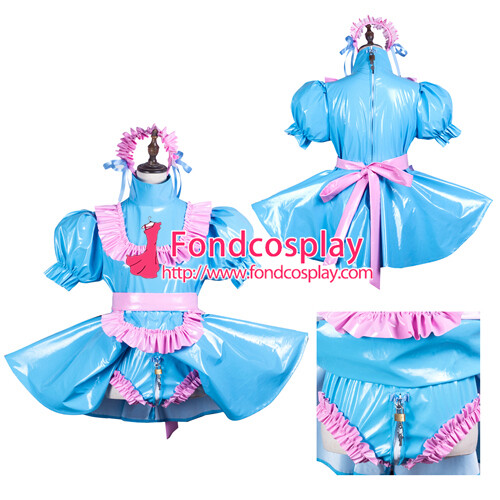 Sissy Maid PVC vestido con cerradura uniforme disfraz de cosplay hecho a medida[ - Imagen 1 de 9