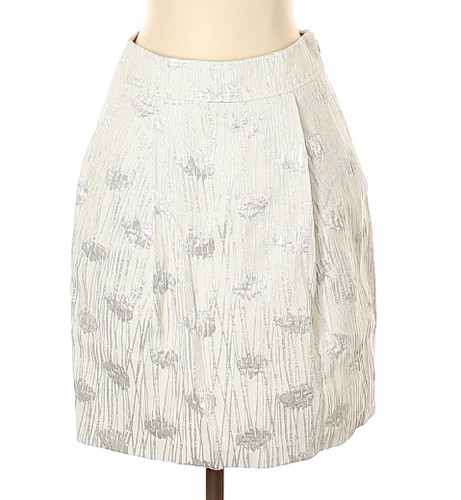 Moschino Cheap Chic 2 Mini Skirt White Silver Meta