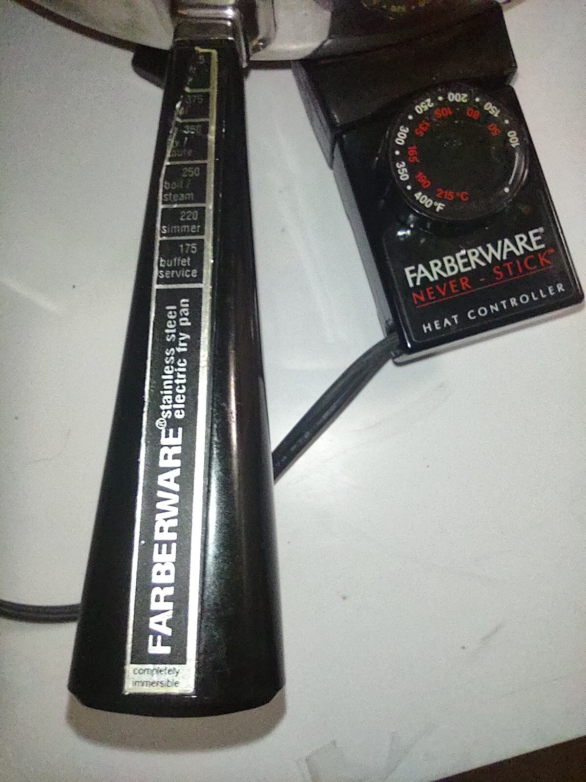 Vintage Faberware FSS300 Stainless Steel Electric Skillet Pan w/ lid  and probe