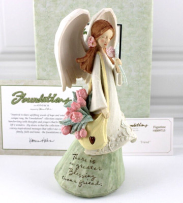 Foundations Enesco 2007 Friend Angel 8'' Figurine 4009713 Karen Hahn Glitter Rose