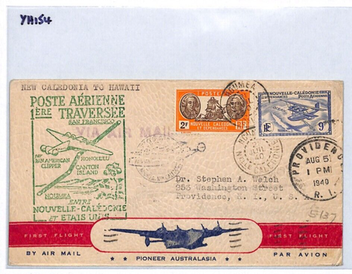 NEW CALEDONIA Air 1940 *CLIPPER* ILLUSTRATED Cover FIRST FLIGHT Canton Is YH154 - Picture 6 of 10