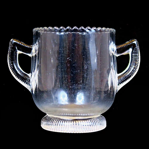 Indiana Tumbler & Goblet No 137 Pleat Band Spooner 1890s Greentown EAPG JRB