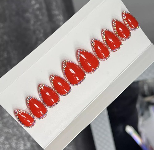 🔥CUSTOM Gel Press On False Nails, Snake Piercing, Short Stiletto, 10p W/ kit - Picture 5 of 5