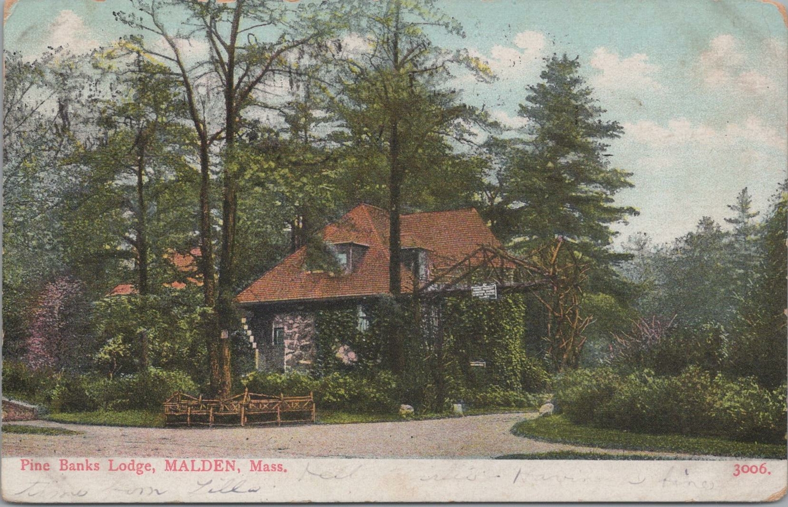 Postcard Pine Banks Lodge Malden MA 1908 eBay