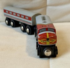 Vintage Brio Wooden- Santa Fe Engine and Passenger- Trains Of the World