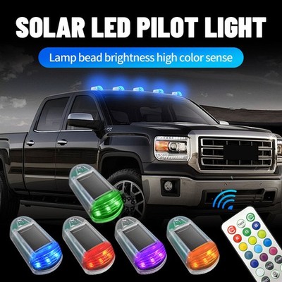 5pcs Solar Powered Cab Roof Marker Running Lights w/ Remote For Trucks SUV